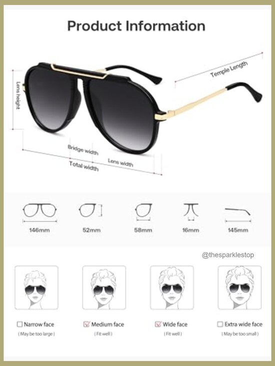 Retro Oversized Aviator Sunglasses UV400 Protection Plastic Frame main image 5